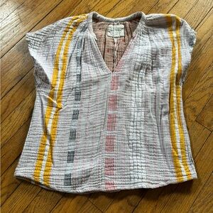 Ace and jig Striped V-Neck Short Sleeve Top